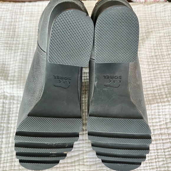 SOREL | Gray Danica Zip Waterproof Leather Heeled Ankle Boot Booties - Picture 9 of 10